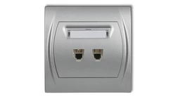 LOGO Gniazdo telefoniczne podwójne 2xRJ11, 4-stykowy srebrny metalik 7LGT-2