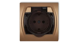 LOGO Gniazdo bryzgoszczelne z/u SCHUKO (klapka dymna) złoty metalik 8LGPB-1sdp