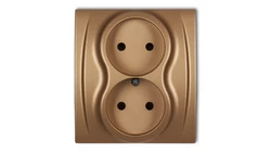 LOGO Gniazdo podwójne b/u złoty metalik 8LGP-2p