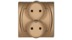 LOGO Gniazdo podwójne 2x(2P) złoty metalik 8LGPR-2