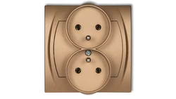 LOGO Gniazdo podwójne z/u złoty metalik 8LGPR-2z