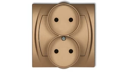 LOGO Gniazdo podwójne 2x(2P) z przesłonami złoty metalik 8LGPR-2p