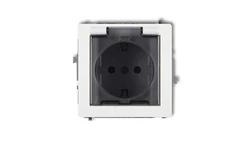 DECO Gniazdo bryzgoszczelne z/u SCHUKO (klapka dymna) biały DGPB-1sdp