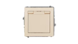 DECO Gniazdo bryzgoszczelne z/u (klapka beżowa) beżowy 1DGPB-1zp