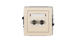 DECO Gniazdo antenowe podwójnego typu F (SAT) pozłacany beżowy 1DGF-2.1