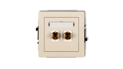 DECO Gniazdo głośnikowe pojedyncze (typu banan - czerwony i czarny, pozłacany, 4 mm2, do lutowania) beżowy 1DGG-3