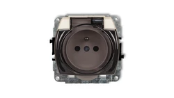 TREND Gniazdo bryzgoszczelne z/u (klapka dymna) beżowy 1GPB-1zdp