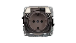 TREND Gniazdo bryzgoszczelne z/u SCHUKO (klapka dymna) beżowy 1GPB-1sdp