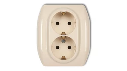 TREND Gniazdo podwójne z/u SCHUKO beżowy 1GP-2sp