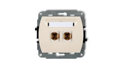 TREND Gniazdo głośnikowe pojedyncze (typu banan - czerwony i czarny, pozłacany, 4 mm2, do lutowania) beżowy 1GG-3