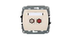 TREND Gniazdo podwójne RCA (typu cinch - biały i czerwony, pozłacany) beżowy 1GRCA-2