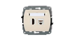 TREND Gniazdo pojedyncze HDMI + Gniazdo komputerowe pojedyncze 1xRJ45, kat. 5e, 8-stykowy beżowy 1GHK