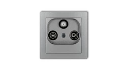 DECO Gniazdo antenowe RTV-SAT przelotowe 10dB srebrny metalik 7DGSP