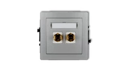 DECO Gniazdo głośnikowe pojedyncze (typu banan - czerwony i czarny, pozłacany, 4 mm2, skręcany) srebrny metalik 7DGG-4