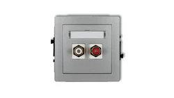 DECO Gniazdo podwójne RCA (typu cinch - biały i czerwony, pozłacany) srebrny metalik 7DGRCA-2