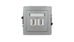 DECO Gniazdo podwójne 2xUSB-AA srebrny metalik 7DGUSB-2
