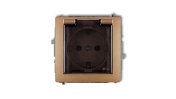 DECO Gniazdo bryzgoszczelne z/u SCHUKO (klapka dymna) złoty metalik 8DGPB-1sdp