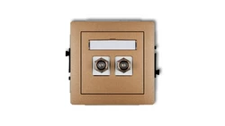 DECO Gniazdo antenowe podwójnego typu F (SAT) pozłacany złoty metalik 8DGF-2.1