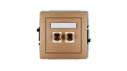 DECO Gniazdo głośnikowe pojedyncze (typu banan - czerwony i czarny, pozłacany, 4 mm2, skręcany) złoty metalik 8DGG-4