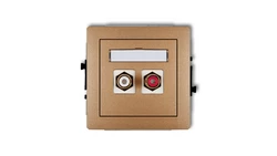 DECO Gniazdo podwójne RCA (typu cinch - biały i czerwony, pozłacany) złoty metalik 8DGRCA-2