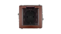 DECO Gniazdo bryzgoszczelne z/u SCHUKO (klapka dymna) brązowy metalik 9DGPB-1sdp