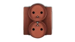 DECO Gniazdo podwójne z/u brązowy metalik 9DGPR-2zp