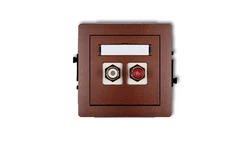 DECO Gniazdo podwójne RCA (typu cinch - biały i czerwony, pozłacany) brązowy metalik 9DGRCA-2