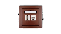 DECO Gniazdo pojedyncze HDMI + Gniazdo komputerowe pojedyncze 1xRJ45, kat. 5e, 8-stykowy brązowy metalik 9DGHK