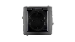 DECO Gniazdo bryzgoszczelne z/u SCHUKO (klapka dymna) grafitowy 11DGPB-1sdp