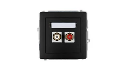 DECO Gniazdo podwójne RCA (typu cinch - biały i czerwony, pozłacany) czarny mat 12DGRCA-2