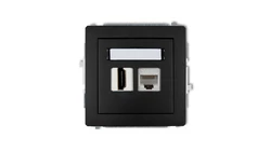 DECO Gniazdo pojedyncze HDMI + Gniazdo komputerowe pojedyncze 1xRJ45, kat. 5e, 8-stykowy czarny mat 12DGHK