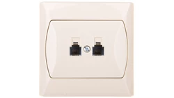 AKCENT Gniazdo telefoniczne podwójne RJ11 równoległe beżowe GPT-2AR/01
