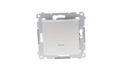 Simon 54 Łącznik jednobiegunowy z sygnalizacją załączenia, szybkozłącza, srebrny mat DW1ZL.01/43