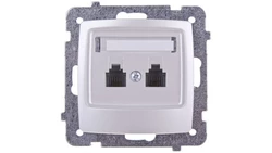 KARO Gniazdo telefoniczne podwójne RJ11 niezależne srebrny perłowy GPT-2SN/m/43