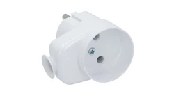 Wtyczka kątowa z gniazdem b/u 16A 2P 250V biała WT-16U/G K2