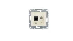 Sedna Gniazdo teleinformatyczne RJ11 RJ45 kat.5e UTP kremowe SDN5100123