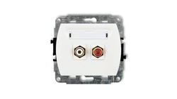 TREND Gniazdo podwójne RCA (typu cinch - biały i czerwony, pozłacany) biały GRCA-2