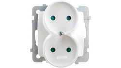 KARO Gniazdo podwójne b/u z przesłonami srebrny perłowy GP-2SRP/m/43