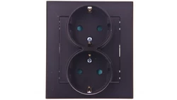 SONATA Gniazdo podwójne z/u Schuko z przesłonami czekoladowy metalik GP-2RSP/40