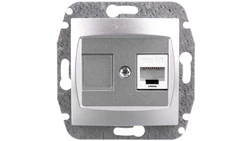 CARLA Gniazdo komputerowe pojedyncze RJ45 cat 5e srebrne 1748-16