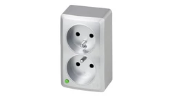 BERG Gniazdo podwójne z uziemieniem n/t GNT 2x2P+Z srebrne 3743-06