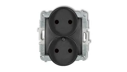 MINI Gniazdo podwójne b/u z przesłonami grafitowy 11MGPR-2p