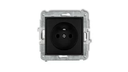 MINI Gniazdo pojedyncze z/u z przesłonami czarny mat 12MGP-1zp