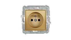 MINI Gniazdo pojedyncze z/u z przesłonami złote 29MGP-1zp