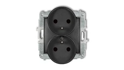 MINI Gniazdo podwójne z/u z przesłonami grafitowe 11MGPR-2zp