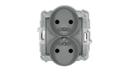 MINI Gniazdo podwójne z/u z przesłonami szary mat 27MGPR-2zp