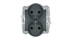MINI Gniazdo podwójne z/u z przesłonami grafitowy mat 28MGPR-2zp