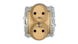 MINI Gniazdo podwójne z/u z przesłonami złoty 29MGPR-2zp