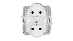 MINI Gniazdo podwójne z/u z przesłonami białe MGPR-2zp