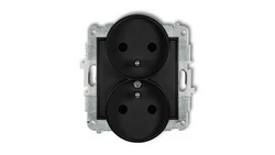 MINI Gniazdo podwójne z/u z przesłonami czarny mat 12MGPR-2zp